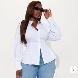 Back To Back Lace Up Poplin Shirt - White